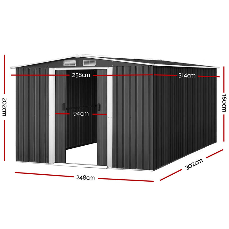 NNEDSZ Garden Shed Outdoor Storage Sheds Tool Workshop 2.58X3.14X2.02M with Base-1