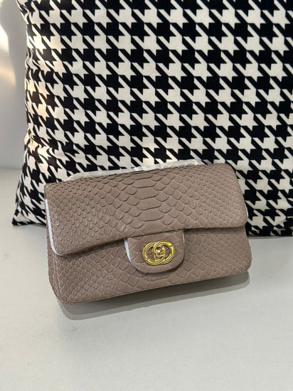 Genuine Python Skin Leather Flap Bag 20cm-9