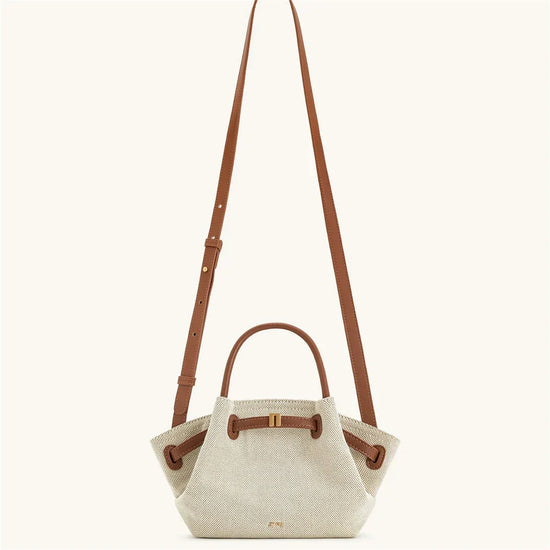 Women's Canvas Brown Mini Crossbody Shoulder Bag (Brown)-3
