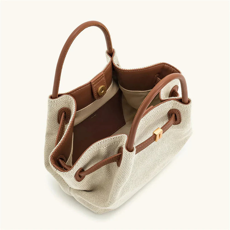 Women's Canvas Brown Mini Crossbody Shoulder Bag (Brown)-4