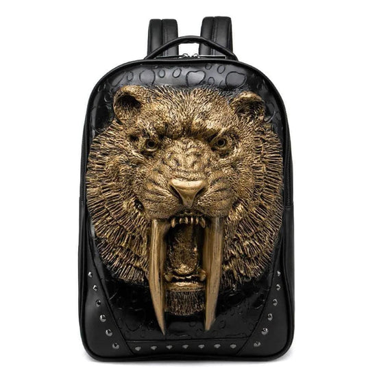 Studded Backpack 3D Wolf With Dentures Zombie Vampire Teeth Backpack Laptop Computer Handbags Travelling Rucksack Bag-0