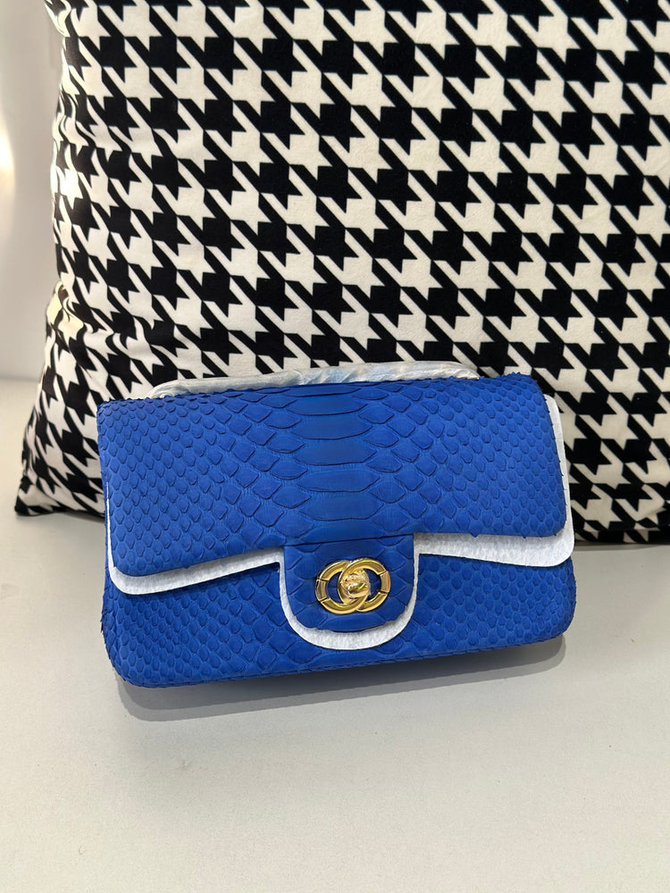 Genuine Python Skin Leather Flap Bag 20cm-10