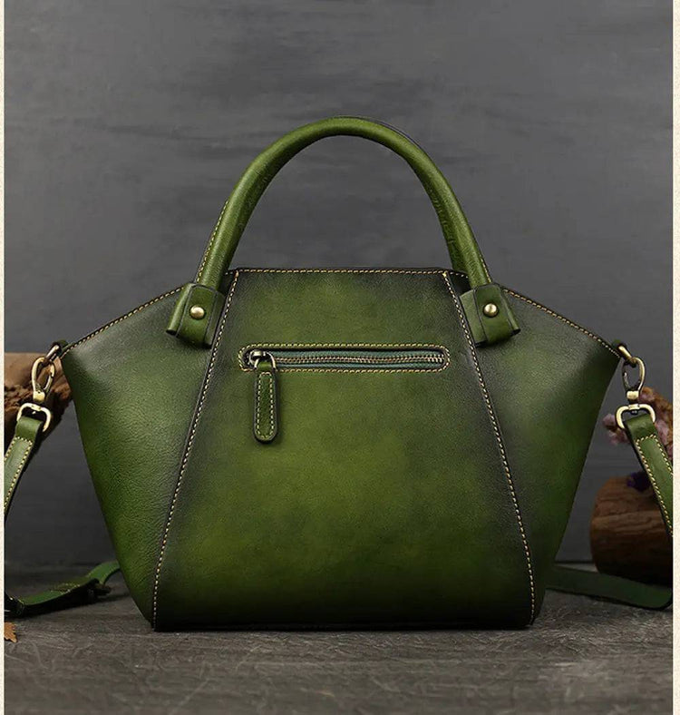 Vintage Leather Dumpling Tote Shoulder Cross Body Bag-4