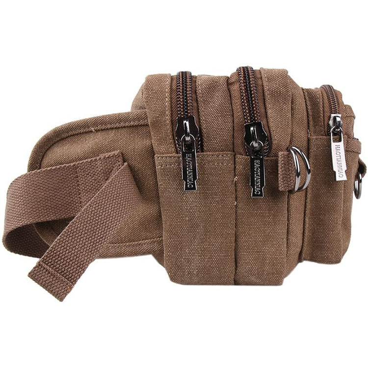 Vintage Canvas Waist Bag Multiple Pocket Fanny Pack-1