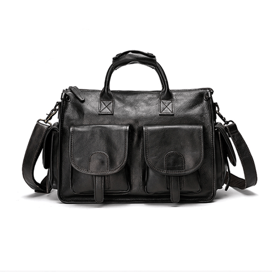 Vegetable Tanning Leather Postman Bag Briefcase Messenger Crossbody Bags-2