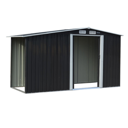 NNEDPE Garden Shed with Semi-Close Storage 4*8FT - Black-0
