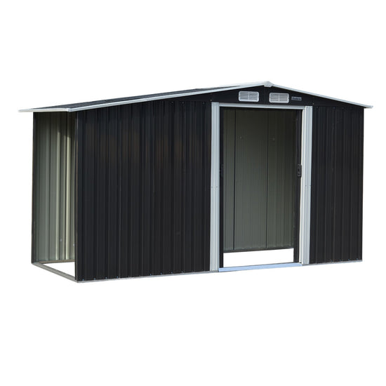 NNEDPE Garden Shed with Semi-Close Storage 4*8FT - Black-0