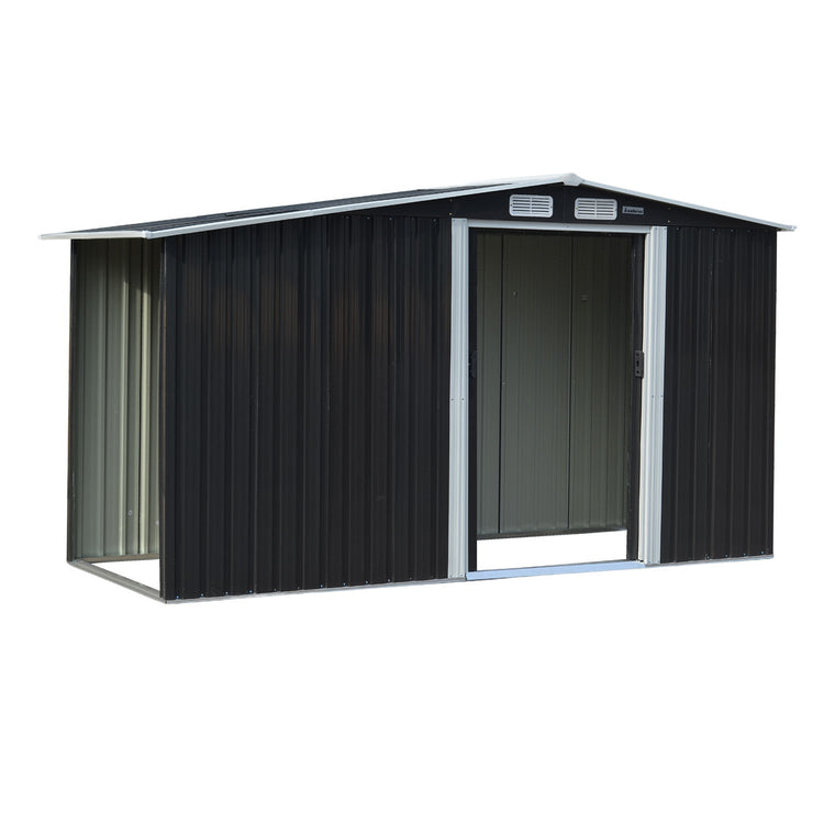 NNEDPE Garden Shed with Semi-Close Storage 4*8FT - Black-0