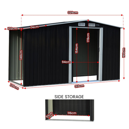 NNEDPE Garden Shed with Semi-Close Storage 4*8FT - Black-1
