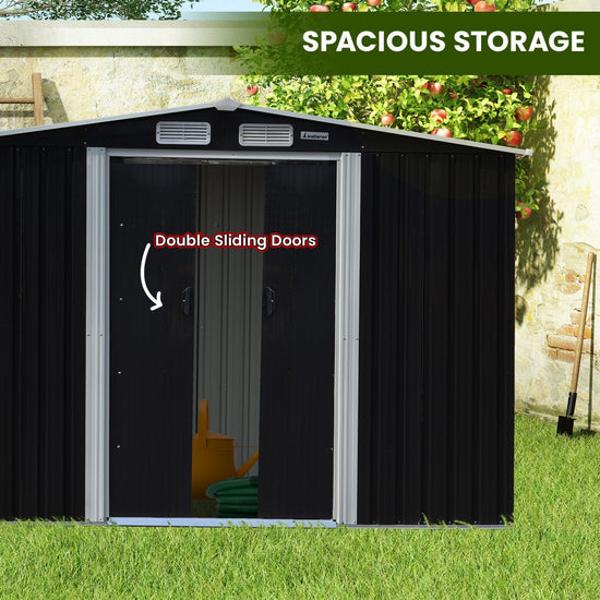 NNEDPE Garden Shed with Semi-Close Storage 4*8FT - Black-4