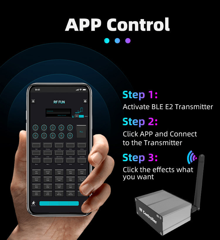 APP Controlled LED Bracelets Pulsera LED for Small Parties, Wedding, Birthday Party, Aniversary（100 PCS + Mini APP Transmitter)-3
