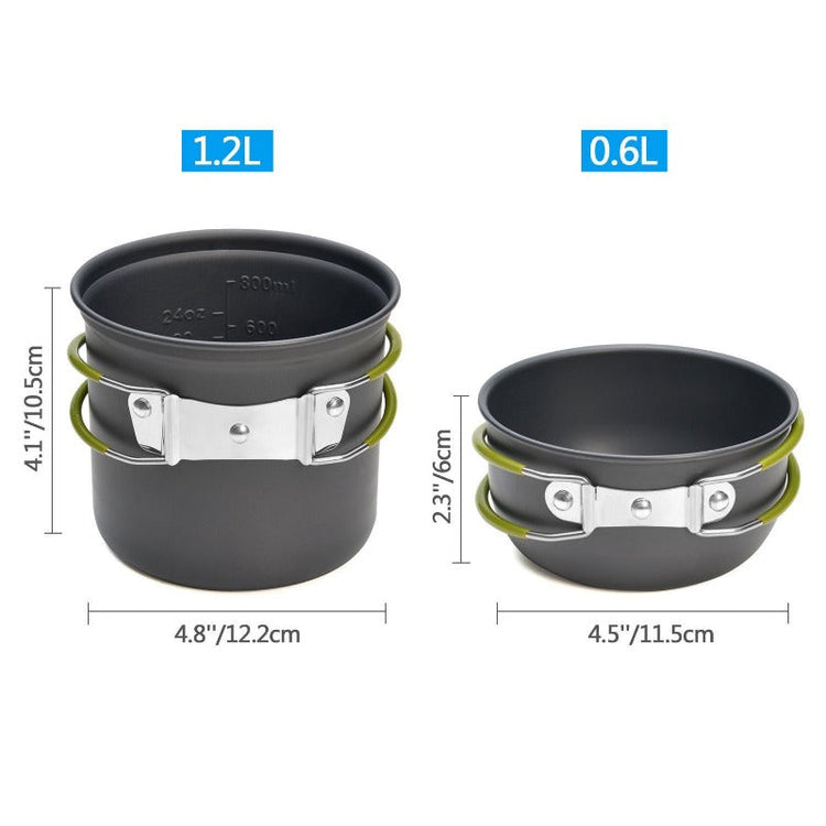 Camping Cookware Mess Kit with Mini Stove,Lightweight Pot Tank Bracket-2