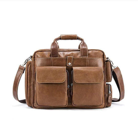Rossie Viren  Men's Large Handmade Vintage Leather Briefcase Messenger Shoulder Bag-6