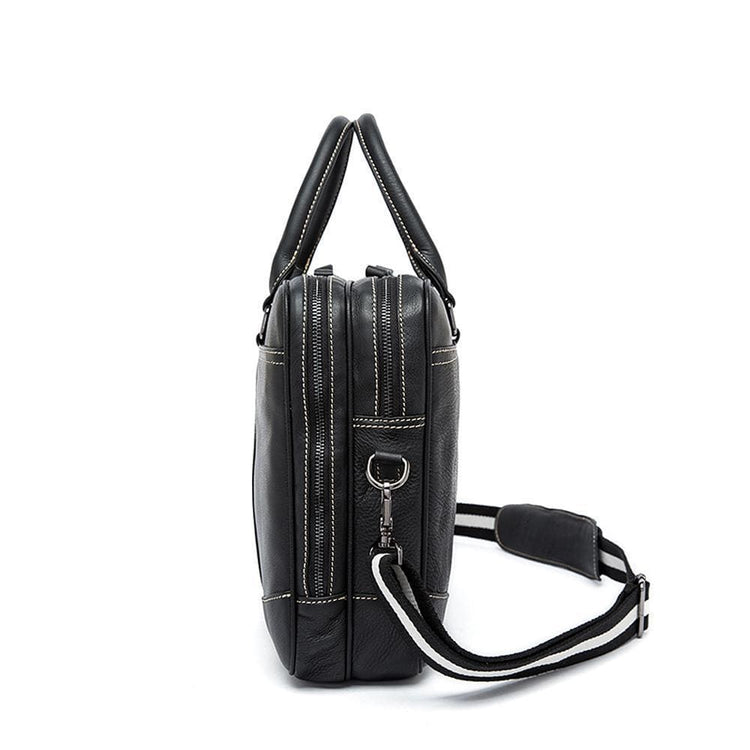 Rossie Viren Vintage  Classic Double  Zip Leather  Briefcase Work Bags-3