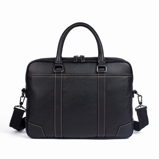 Rossie Viren Vintage Classic Double  Zip Leather  Briefcase Work Bags Brown Stitching-0