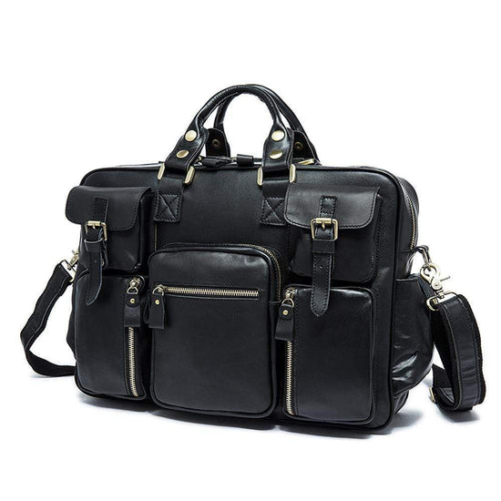 Rossie Viren Vintage Functional Men Briefcase Large Volume Business Briefcase Men's Top Handle Daily Postmen Carry Tote Shoulder Bag-2
