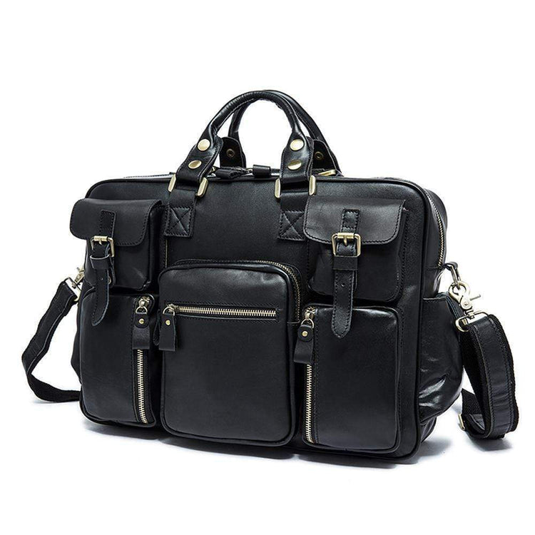 Rossie Viren Vintage Functional Men Briefcase Large Volume Business Briefcase Men's Top Handle Daily Postmen Carry Tote Shoulder Bag-2