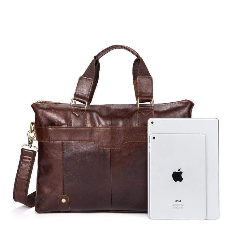 Rossie Viren Vintage Leather Briefcase Work Bag Laptop Satchel Handbag-4