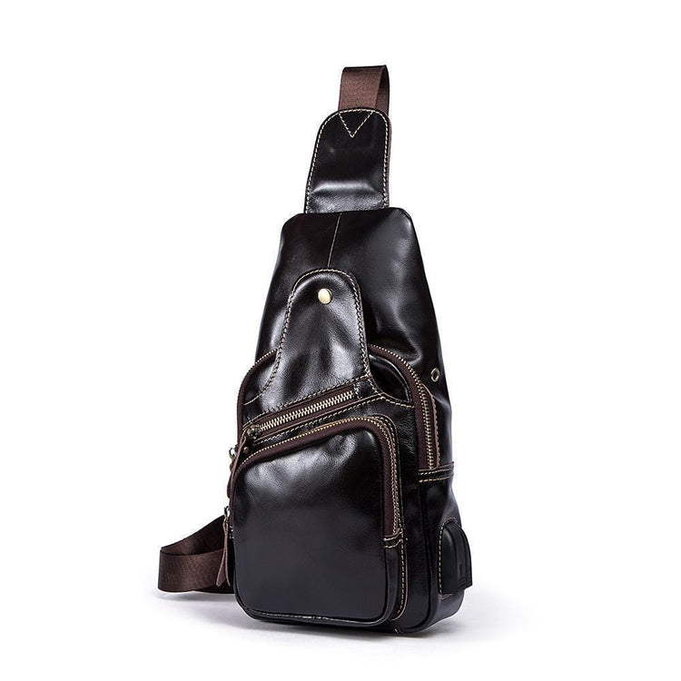 Rossie Viren Vintage Leather Sling Bag Shoulder USB Charging Crossbody Men Chest Bags Outdoor Sport Travel Daypack-2