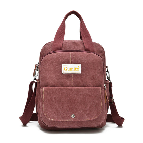 Leisure Canvas Shoulder Bag Wearproof Multi-functional Backpack-0