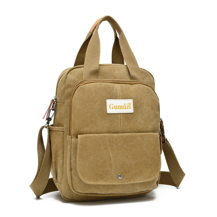 Leisure Canvas Shoulder Bag Wearproof Multi-functional Backpack-2